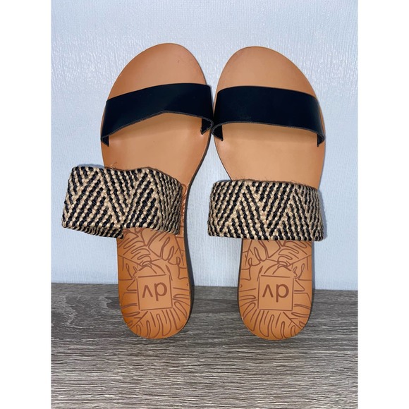 Dolce Vita Women’s Black & Tan Straw Sandals Size 7 (I) - Picture 3 of 6